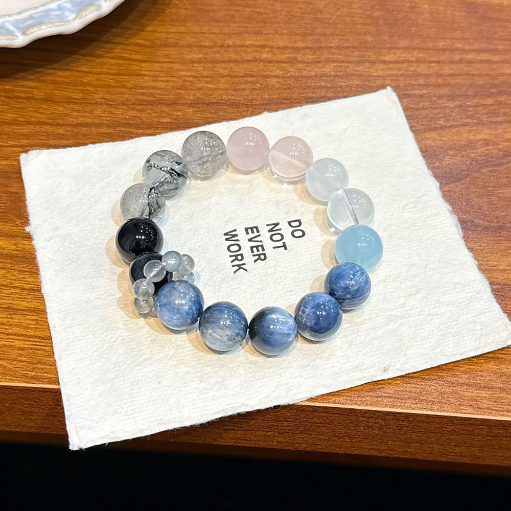 12/13mm Kyanite Aquamarine Multi Crystal Bracelet 🌌 Star Gradient Calming Communication Healing Bracelet Women Minimal Daily Jewelry
