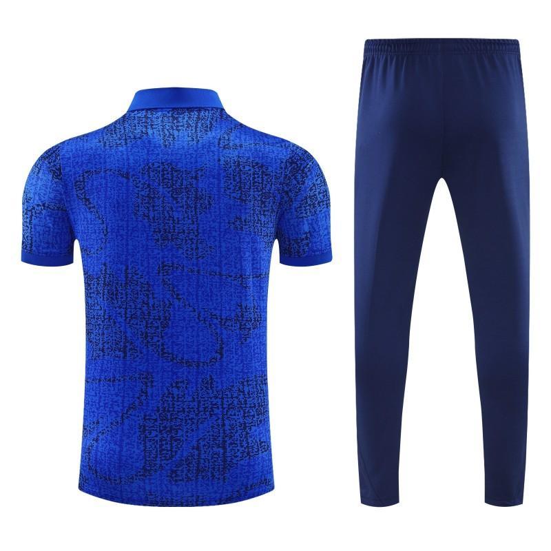 26/27 France Blue Polo Training Shirt + Long Pants Tracksuit