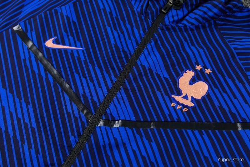 2026 France Navy Blue Full Zipper Hooded Jacket Tracksuit + Long Pants