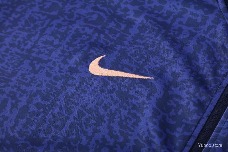 26/27 France Navy Blue Full Zipper Jacket Tracksuit + Long Pants