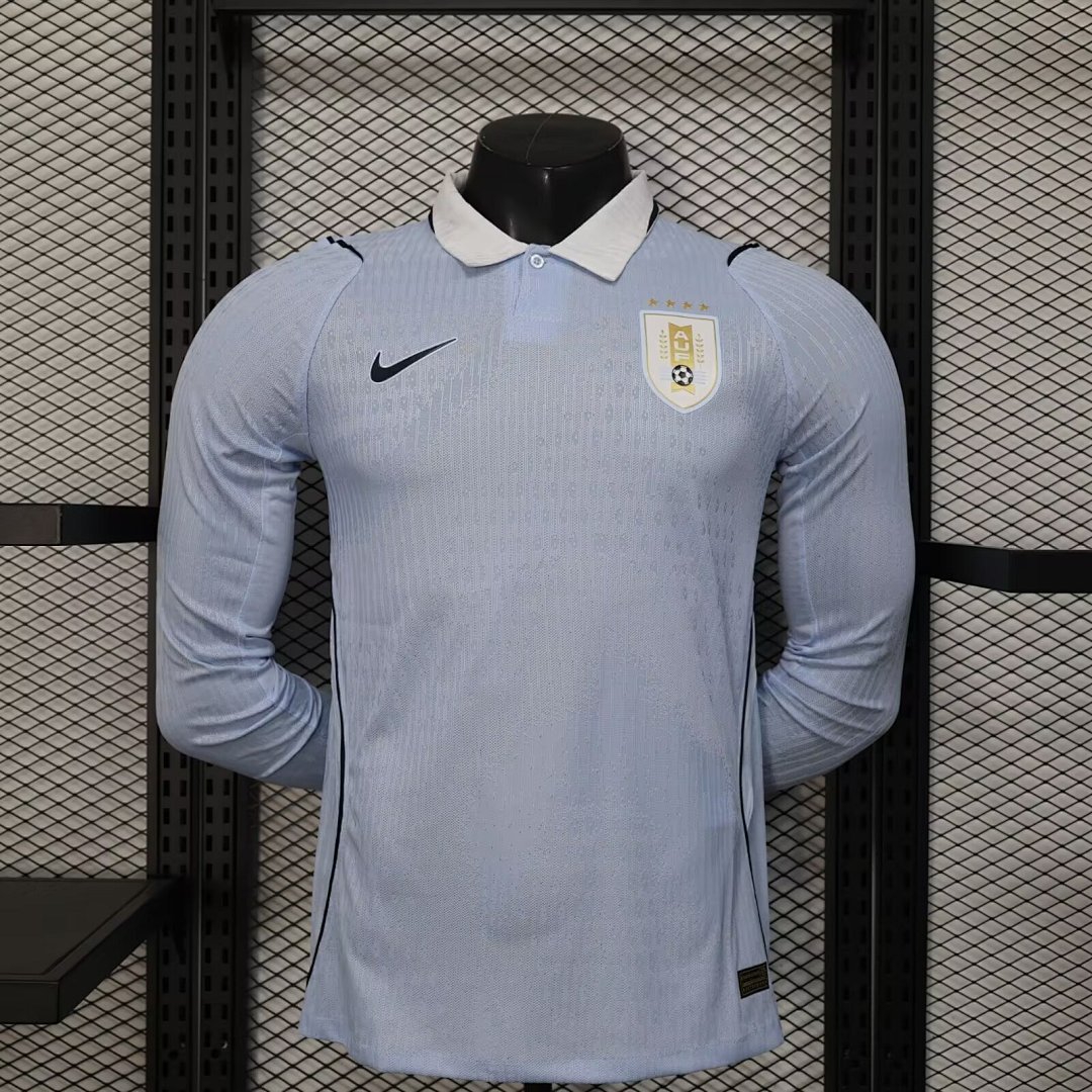 2026 World Cup Uruguay Authentic Soccer Jersey Home Long Sleeve Shirt