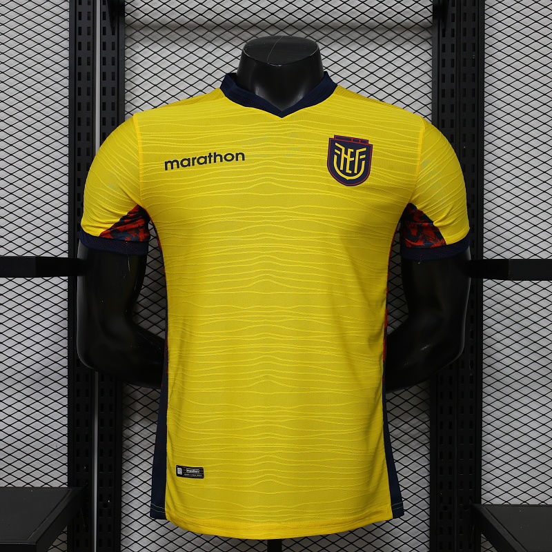 2026 World Cup Ecuador Home Mens Yellow Kit Soccer Player Version T-Shirt
