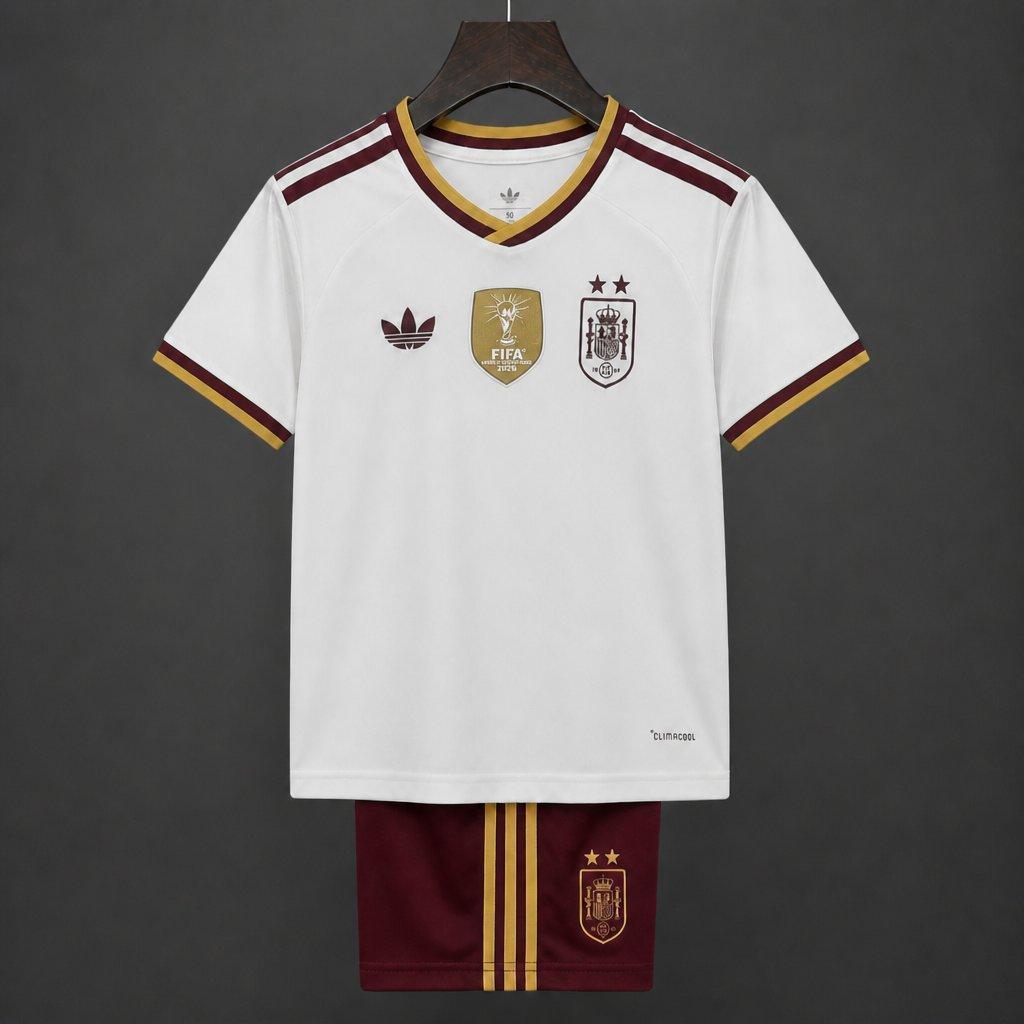 2 Star 2026 World Cup Spain Away Kids White Jersey With Champion Patch