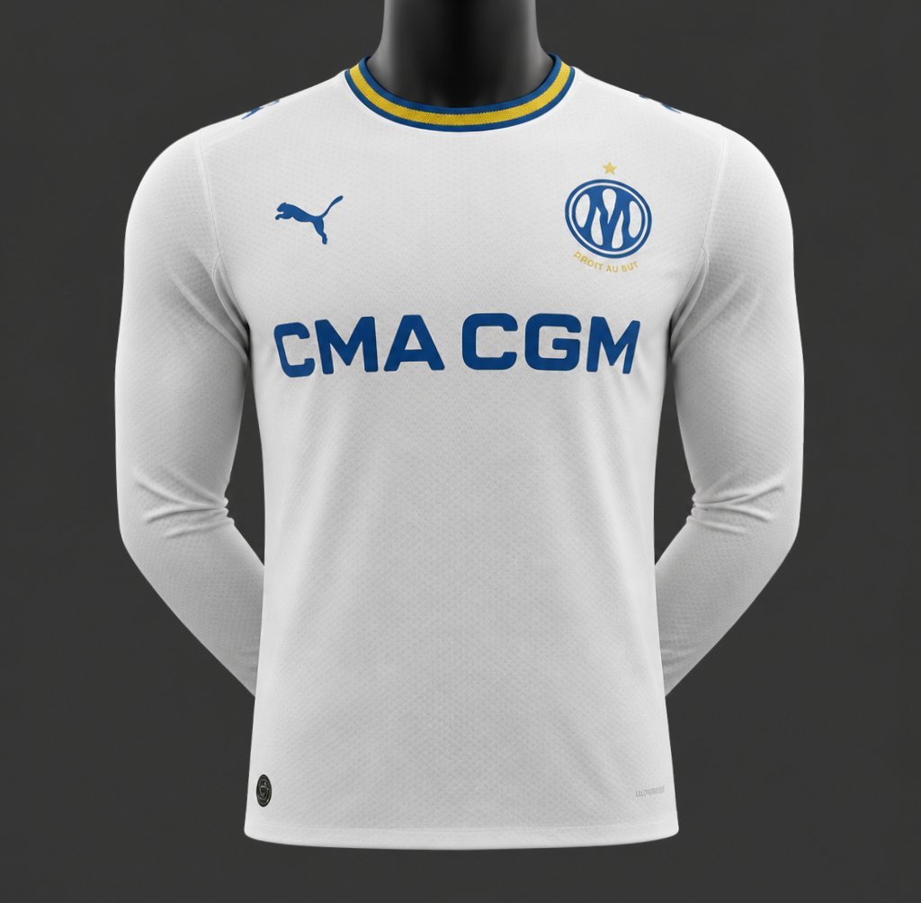 26/27 Olympique Marseille Home White Long Sleeve Jersey Player Version