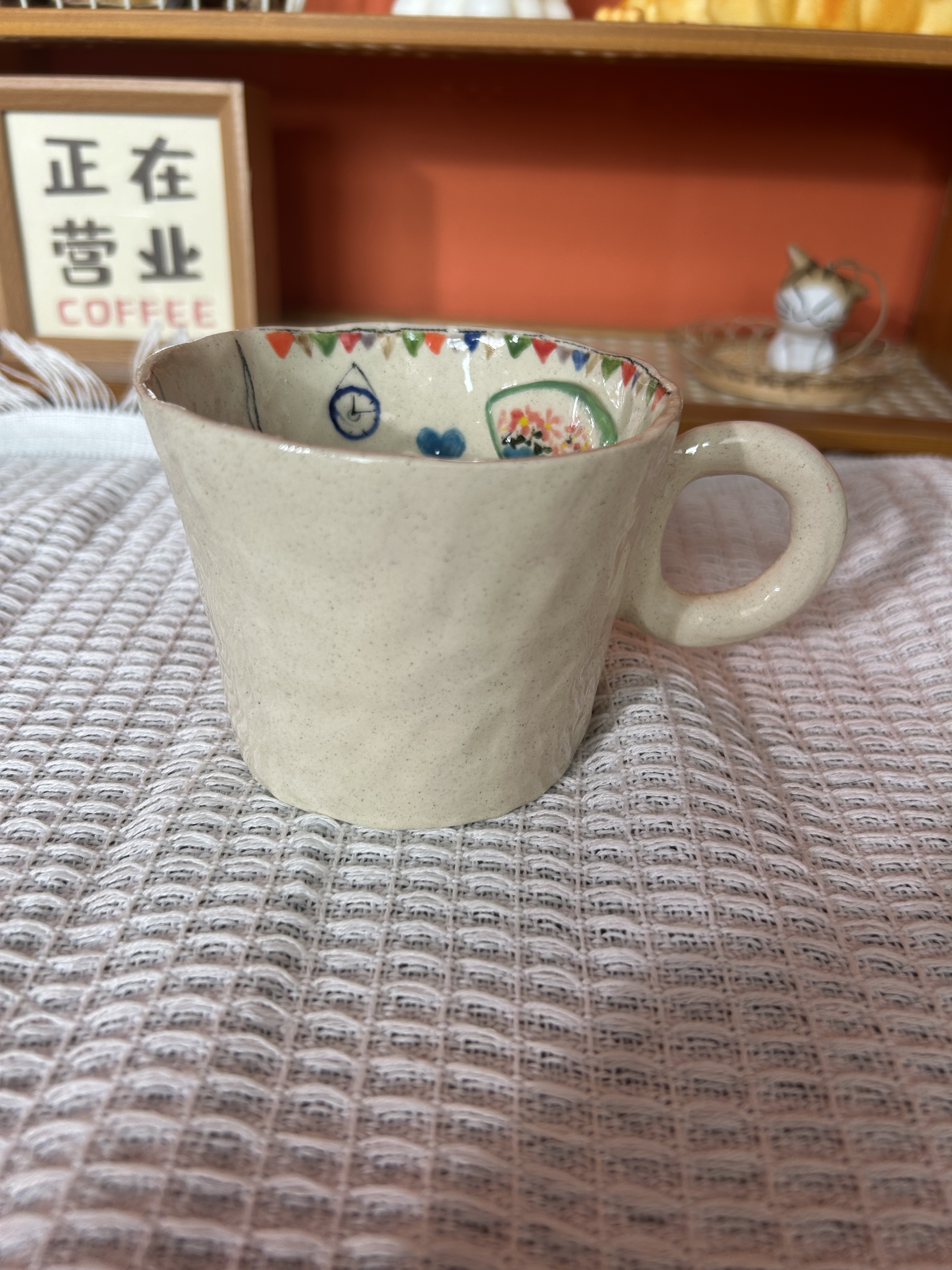 Handmade Cute Puppy Ceramic Tea Cup & Saucer – Unique Hand-Painted Coffee Mug Gift (A012)