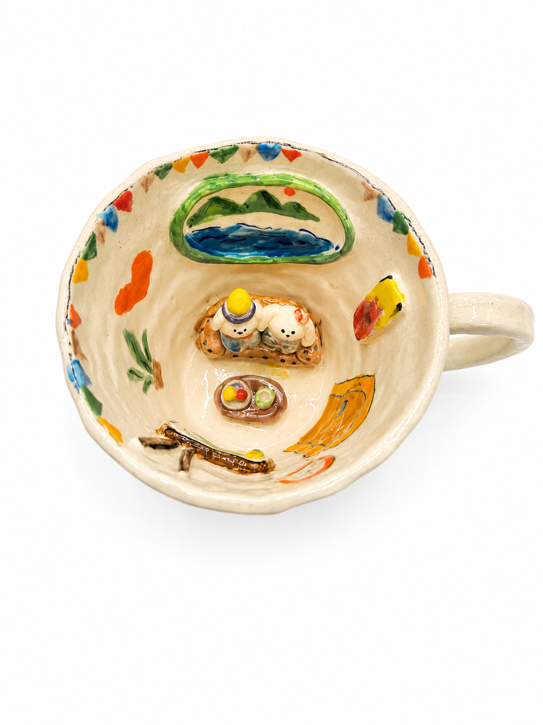 Handmade Cute Puppy Ceramic Tea Cup & Saucer – Unique Hand-Painted Coffee Mug Gift (A014)