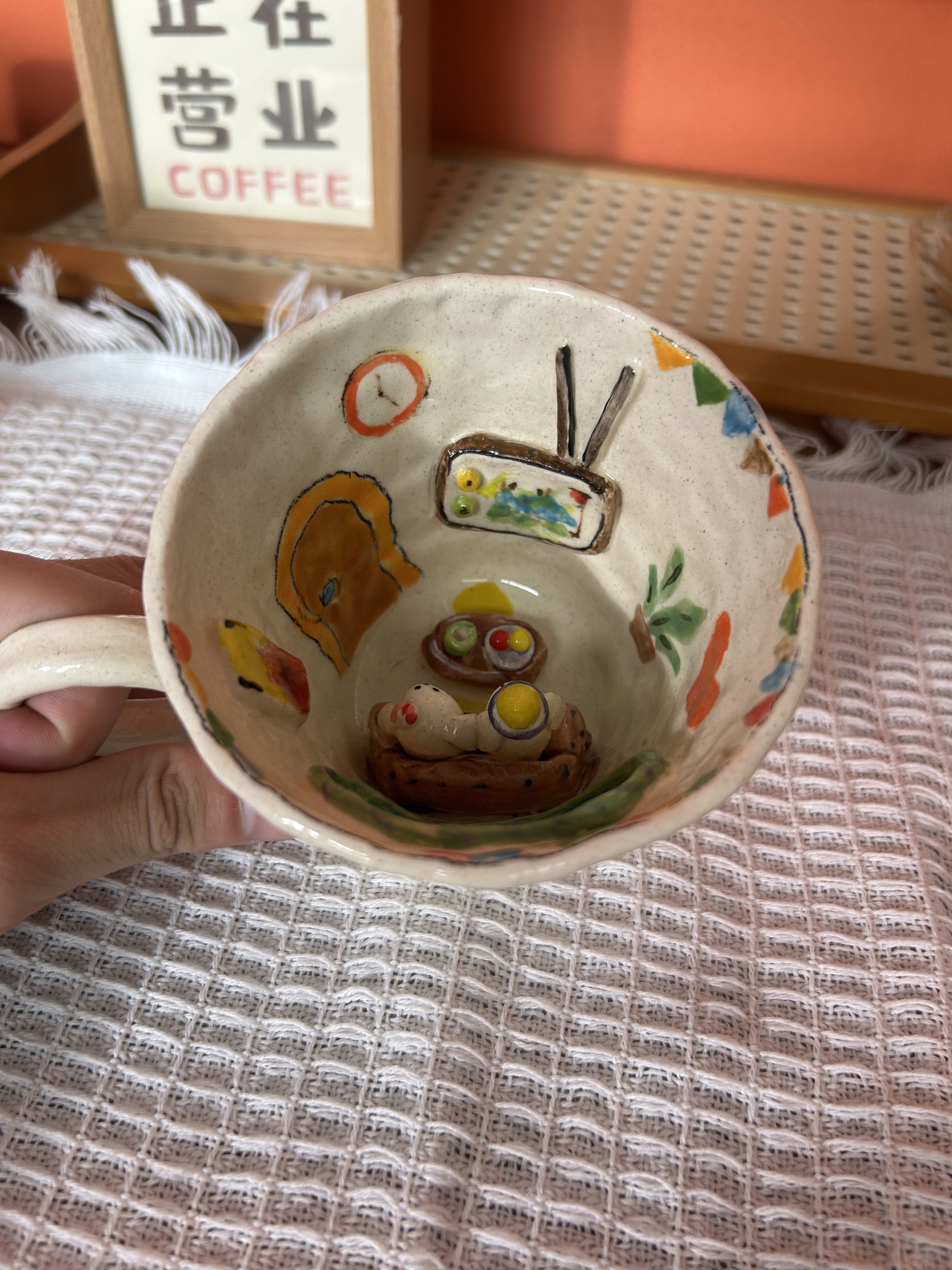 Handmade Cute Puppy Ceramic Tea Cup & Saucer – Unique Hand-Painted Coffee Mug Gift (A014)