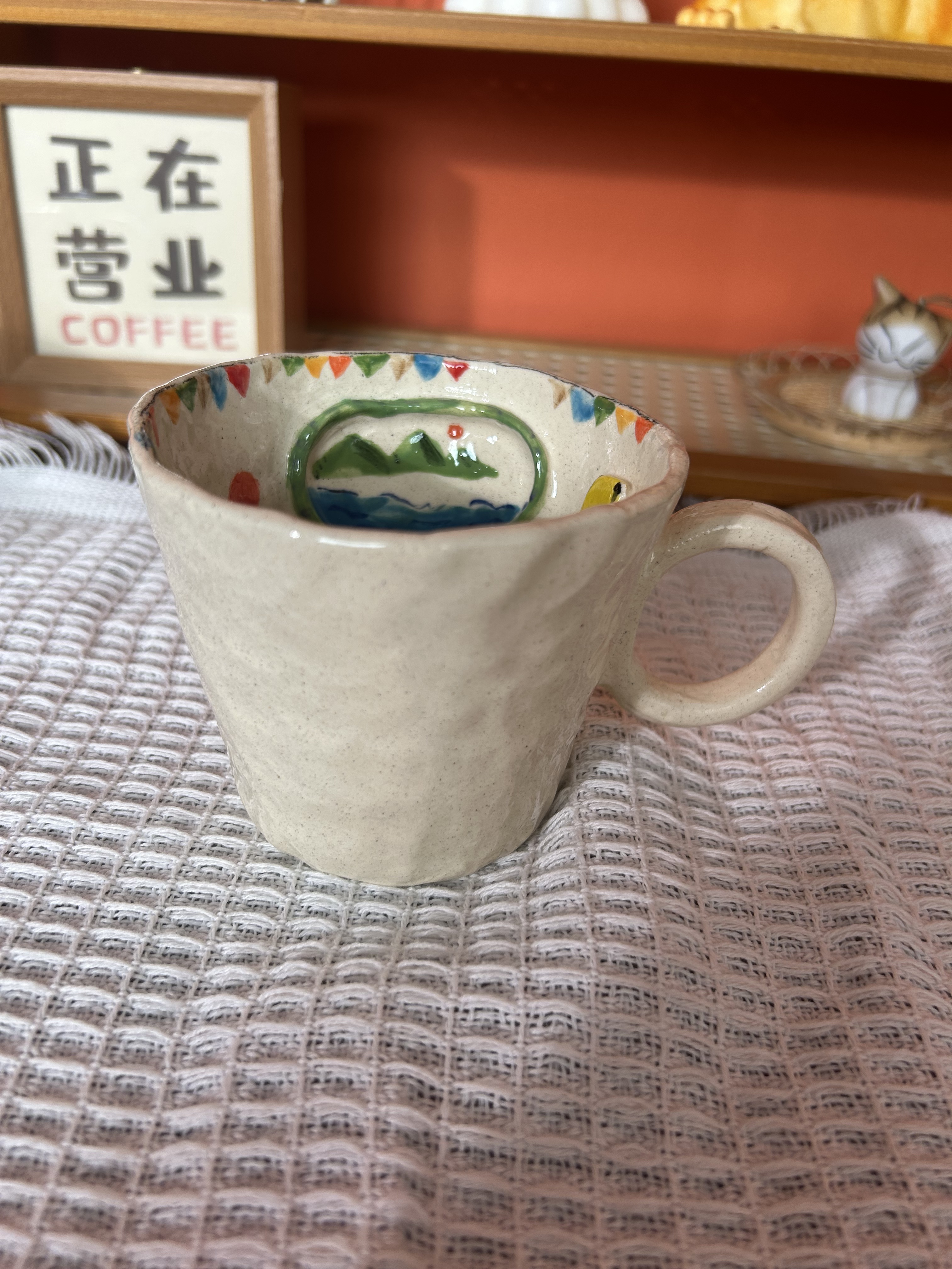 Handmade Cute Puppy Ceramic Tea Cup & Saucer – Unique Hand-Painted Coffee Mug Gift (A014)