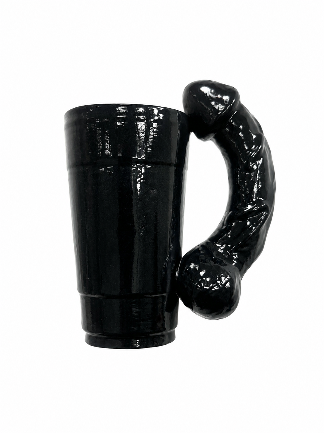 Handmade Artistic Ceramic Mug – Unique Sculptural Handle Coffee Cup & Creative Gift  Black(A021)