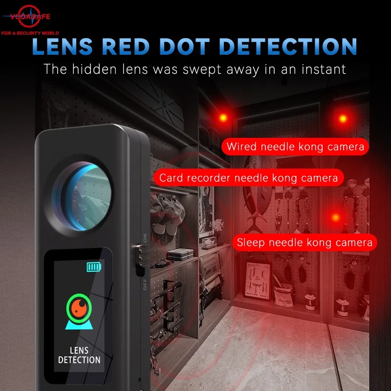 Vodasafe S33 Anti Spy Detector Hidden Camera Finder RF Signal GPS Tracker Bug Lens Infrared Detection Security Alarm