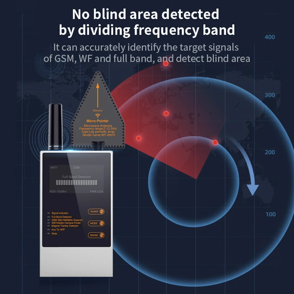 Bug Detector RF Signal Detector Anti Tracking Strong Magnetic Detector For Wireless Audio Bug GPS Camera Detector Finder