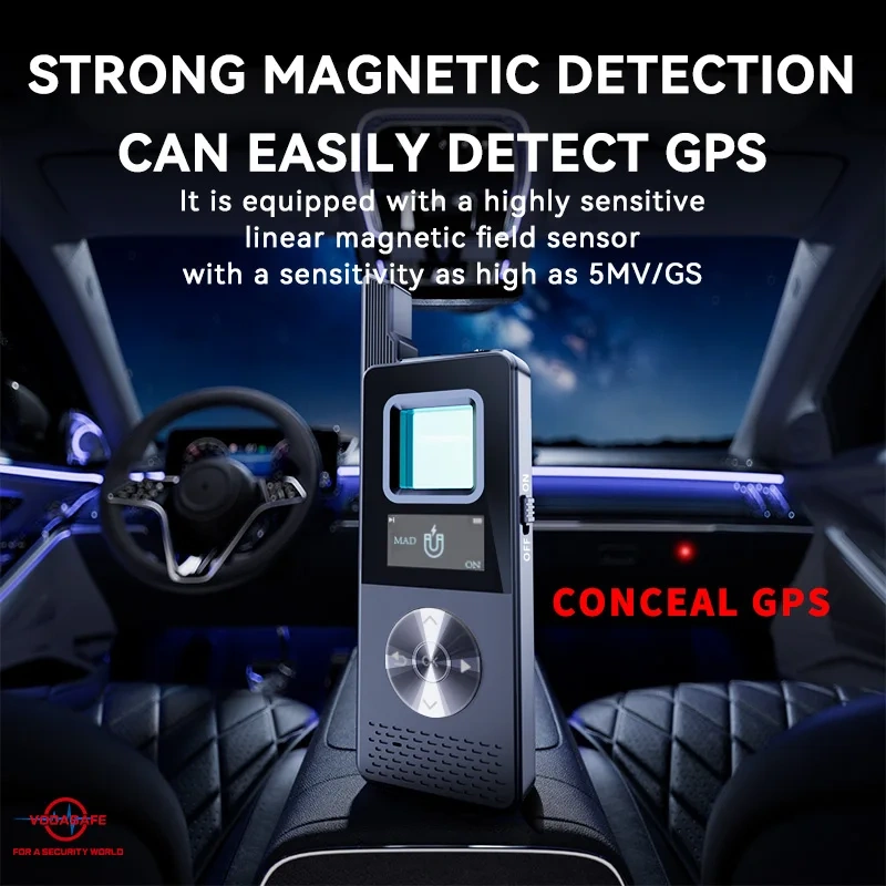 Vodasafe RF Signal Detector Anti Eavesdropping Hidden Camera Lens Scanner Anti-theft Vibration Alarm