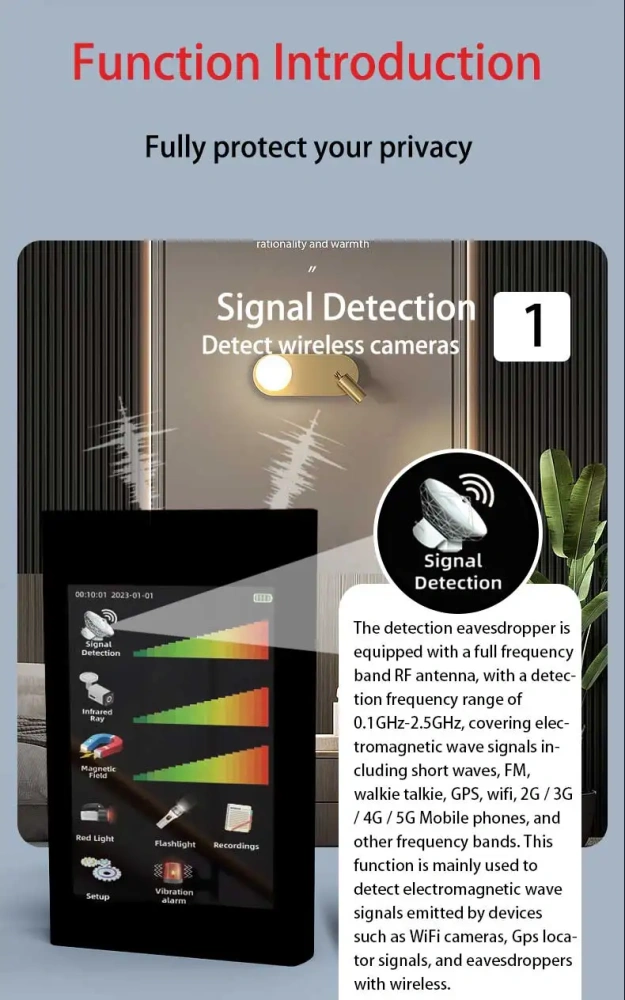 Vodasafe Multi-Function Anti-Tracking Anti-Candid Photography Intelligent Detector VS-T68