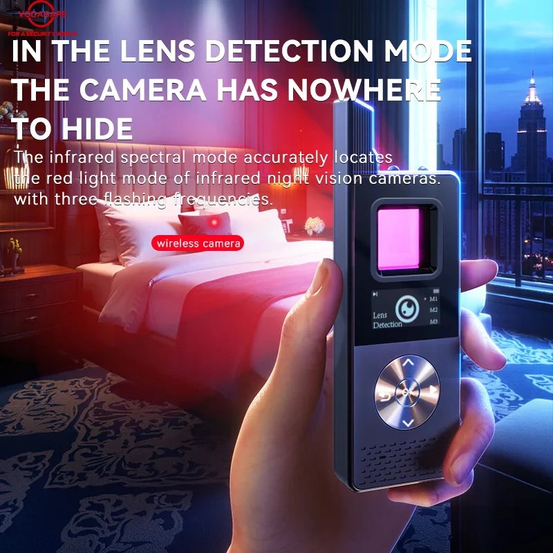Vodasafe RF Signal Detector Anti Eavesdropping Hidden Camera Lens Scanner Anti-theft Vibration Alarm