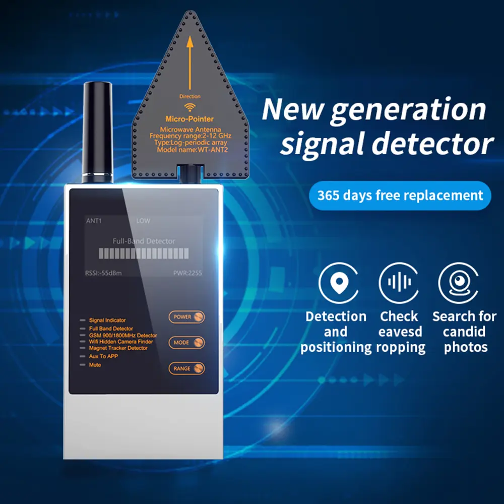 New Hot Sale Handheld GPS Tracker Detector 50MHz-8GHz Full Band Anti Spy Signal Detection