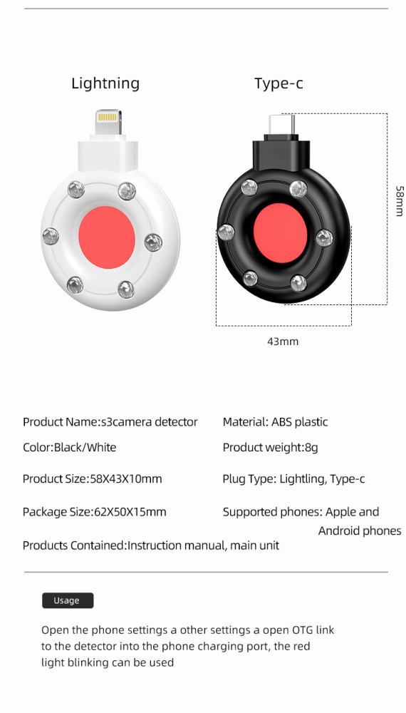 User-Friendly Vs-S3000: Reliable Privacy Protection Detector Efficient Hidden Camera Finder