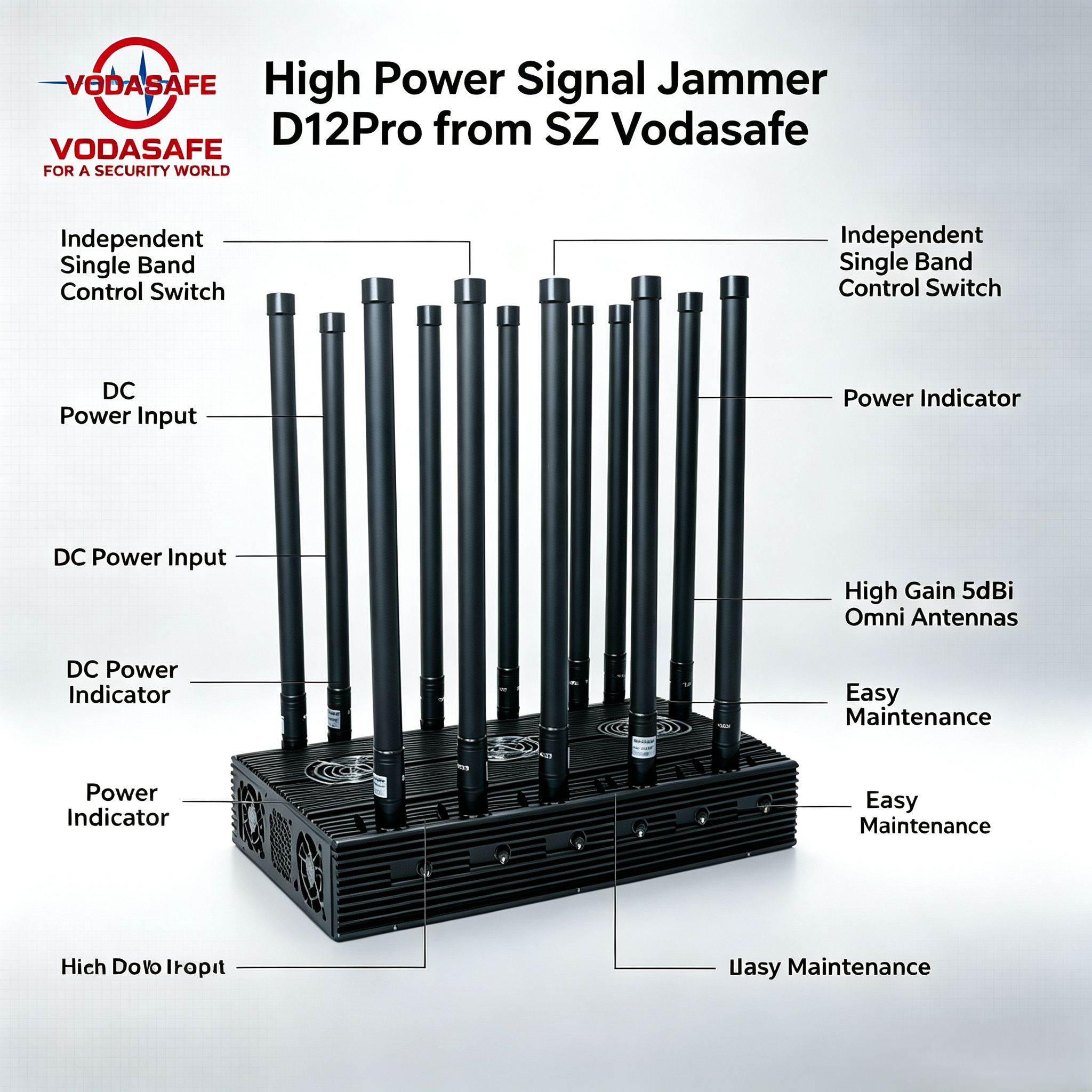 High Power Signal Jammer D12Pro from vodasafe