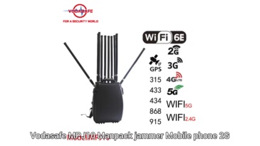 Manpack Mobile Phone 3G 4G 5G Jammer with Output Power 500W Jamming up to 200m