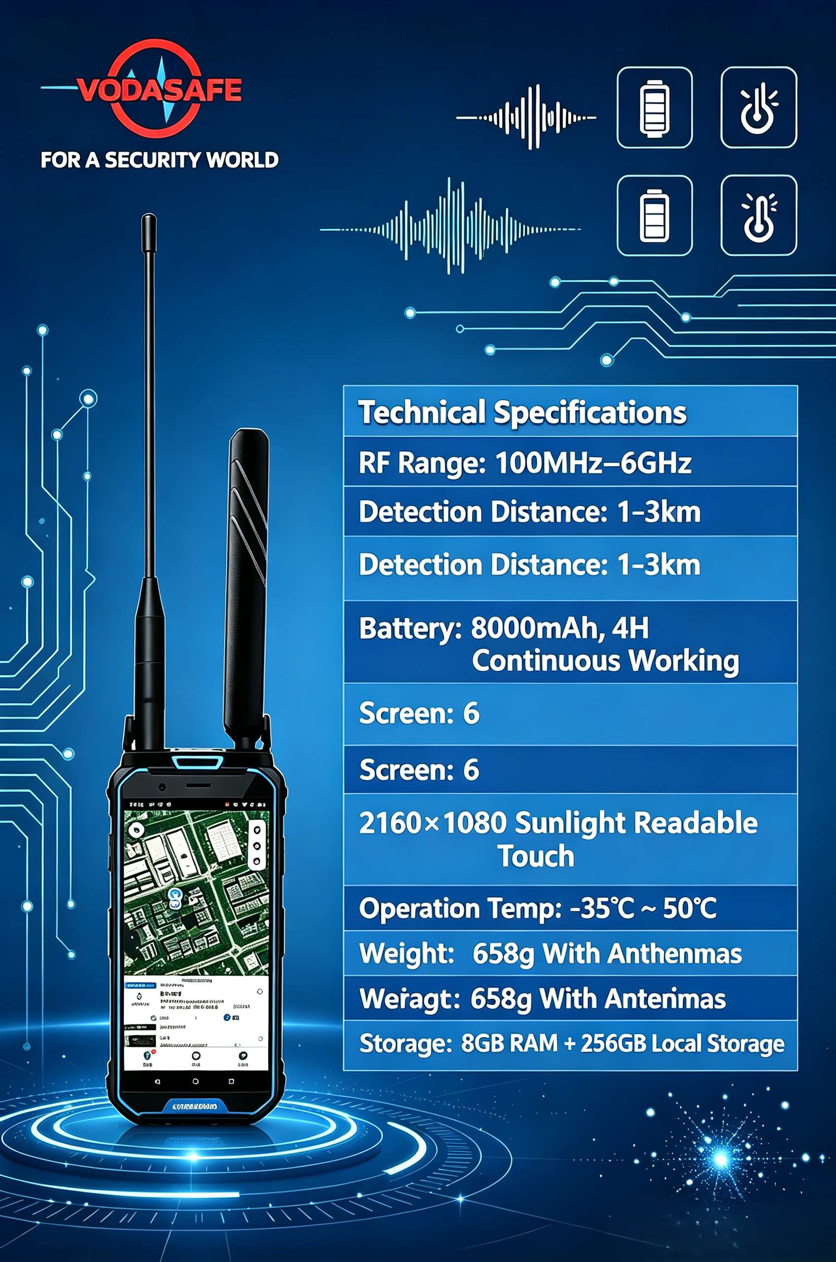 Portable Handheld Drone Detector hl2pro from vodasafe