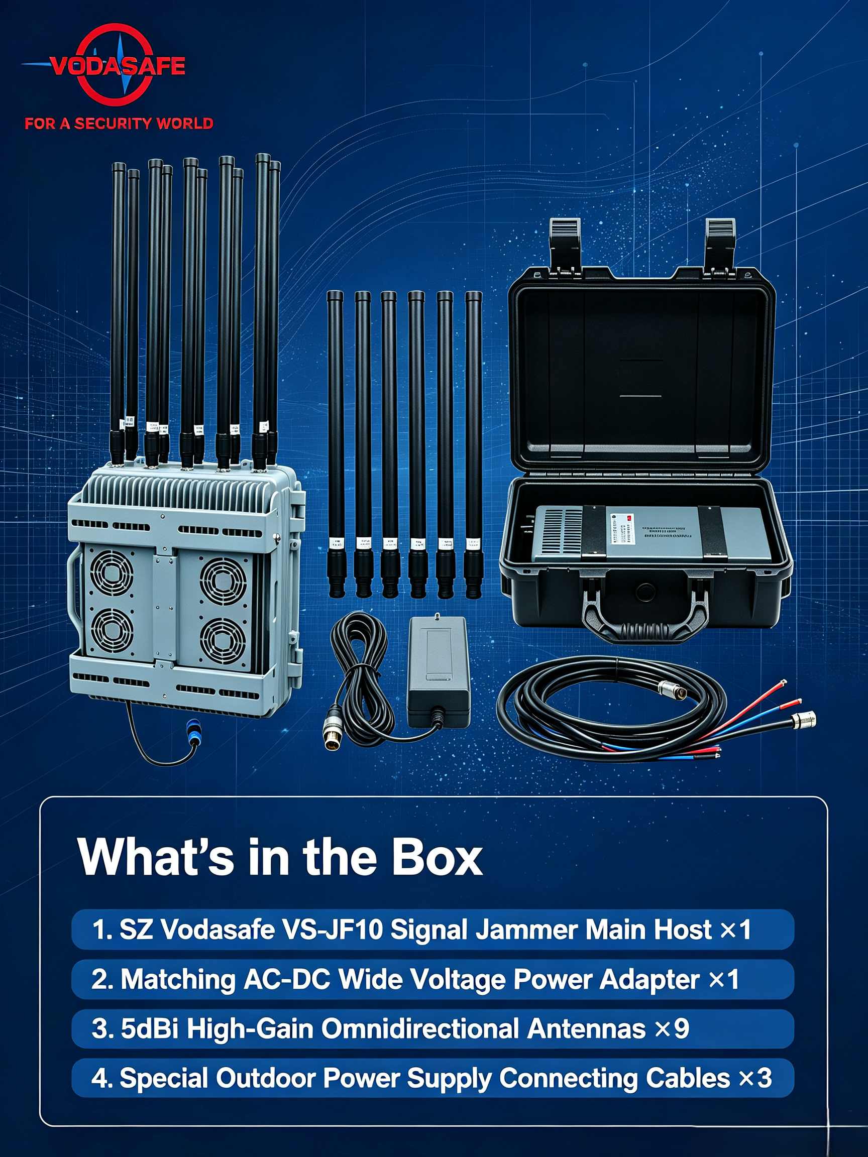 Industrial Grade Aluminum Alloy WiFi Jammer JF10 from vodasafe