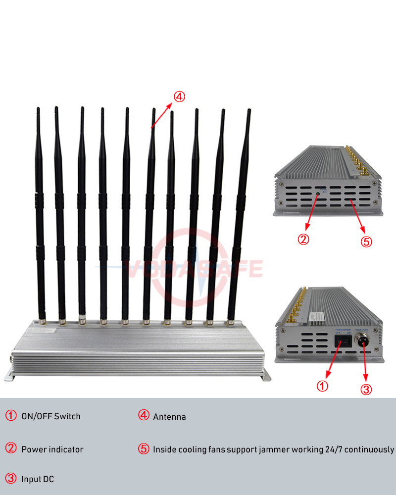 10 Antennas 30 M Jamming Indoor Use WiFi Blocker 2g3g4g Wi-Fi Mobile Phone Jammer Indoor Use