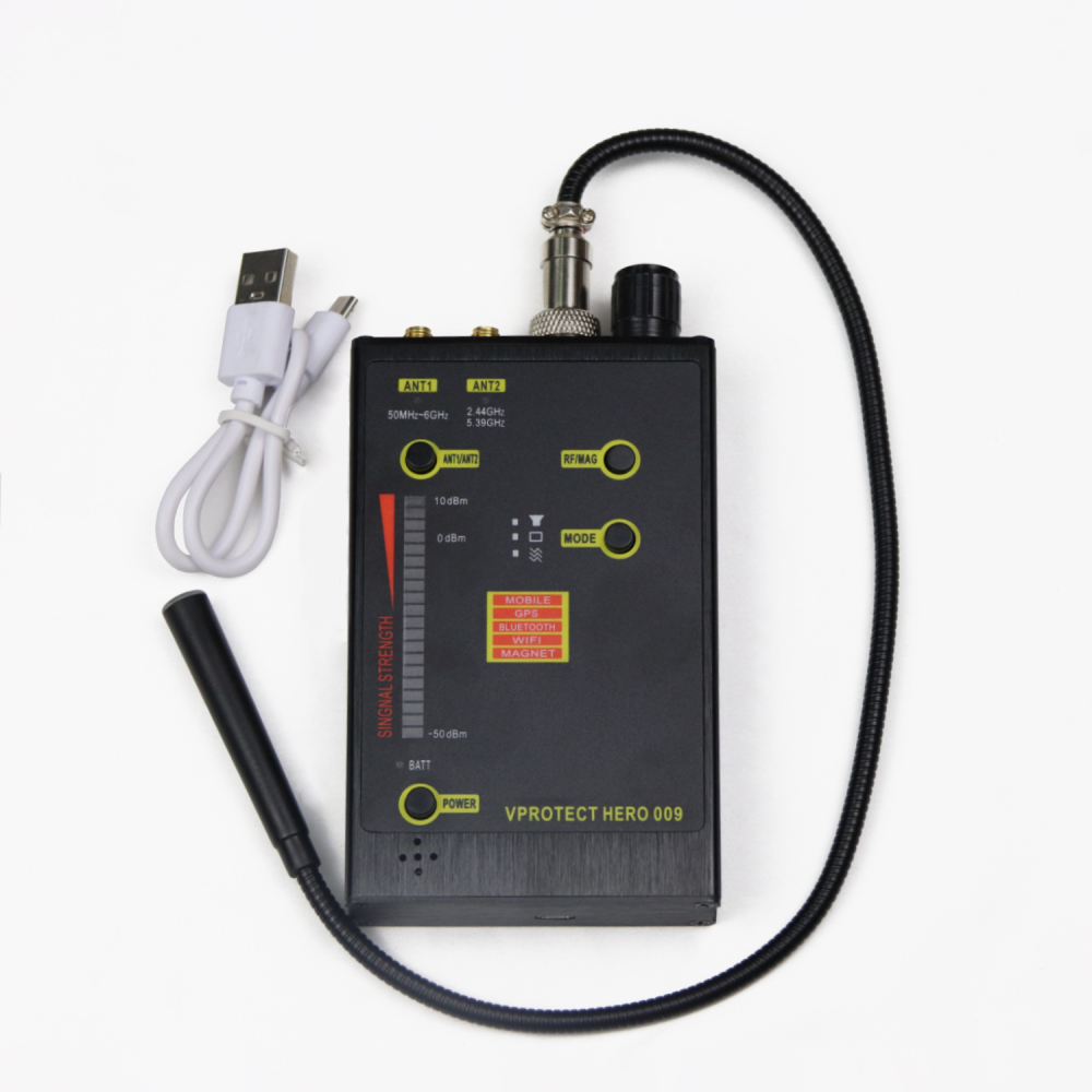 Professional Receive Frequency 50MHz-5.4GHz GPS Signal Detector with Wide-Band Antenna Anti-Spy Camera Finder