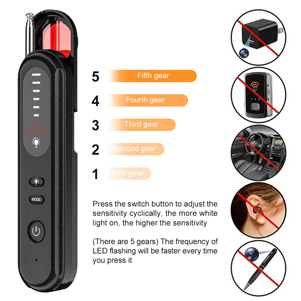 Advanced 2.4G Signal Detector & High-Sensitivity Infrared Camera Scanner Hidden Camera Detector for Hotel