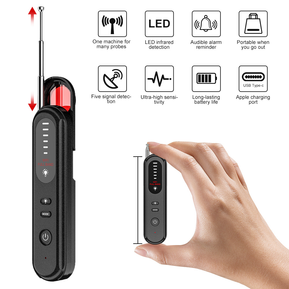 Advanced 2.4G Signal Detector & High-Sensitivity Infrared Camera Scanner Hidden Camera Detector for Hotel