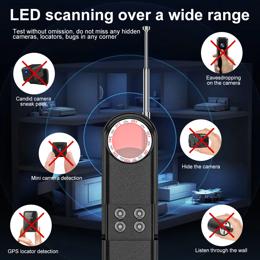 Advanced 2.4G Signal Detector & High-Sensitivity Infrared Camera Scanner Hidden Camera Detector for Hotel