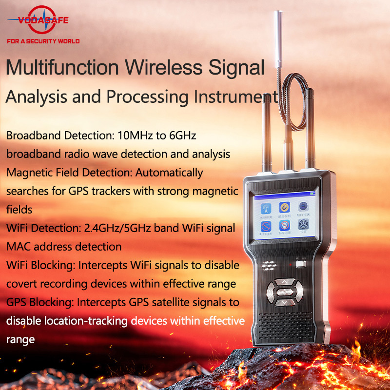 Multi-Functional Wireless Signal Analyze Detects 2.4G/5g WiFi GPS Trackers & Broadband Signals (10MHz-6GHz) with Blocking Function