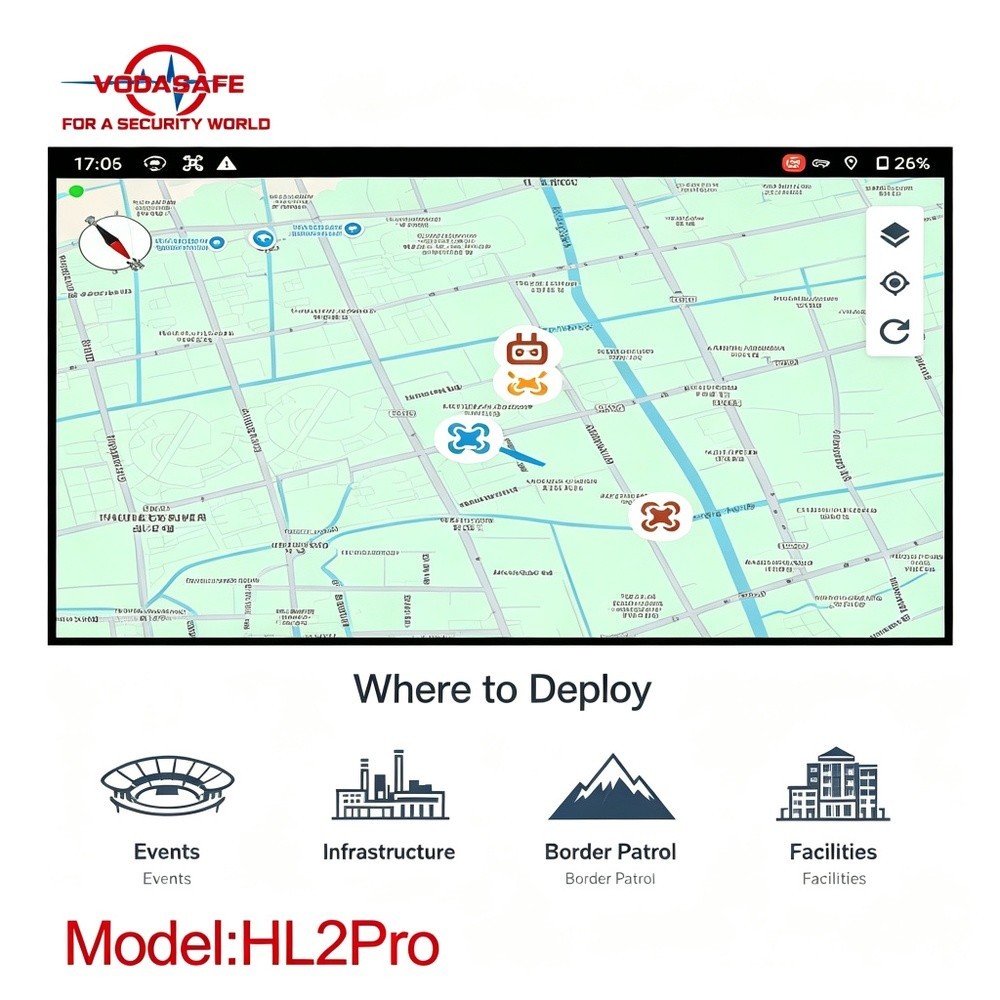Vodasafe VS-HL2Pro Handheld Portable Drone Detector & Full-Spectrum 100MHz-6GHz Drone Detection System