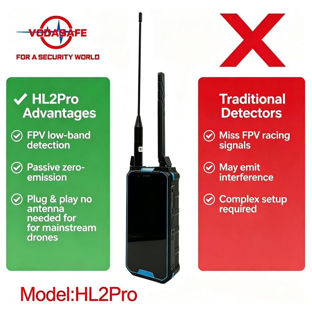 Vodasafe VS-HL2Pro Handheld Portable Drone Detector & Full-Spectrum 100MHz-6GHz Drone Detection System