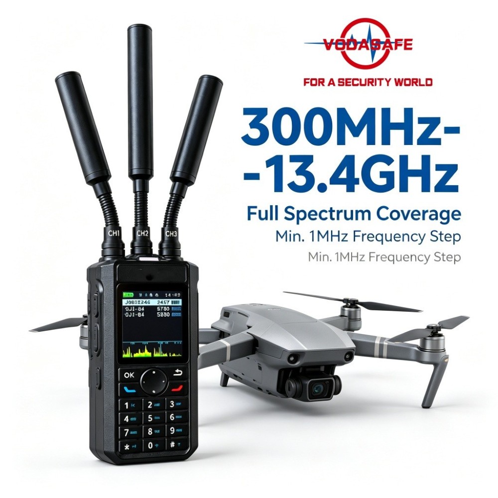 Ultra-Wideband Portable Drone Detector, 300MHz–13.4GHz Handheld UAV Detection Device