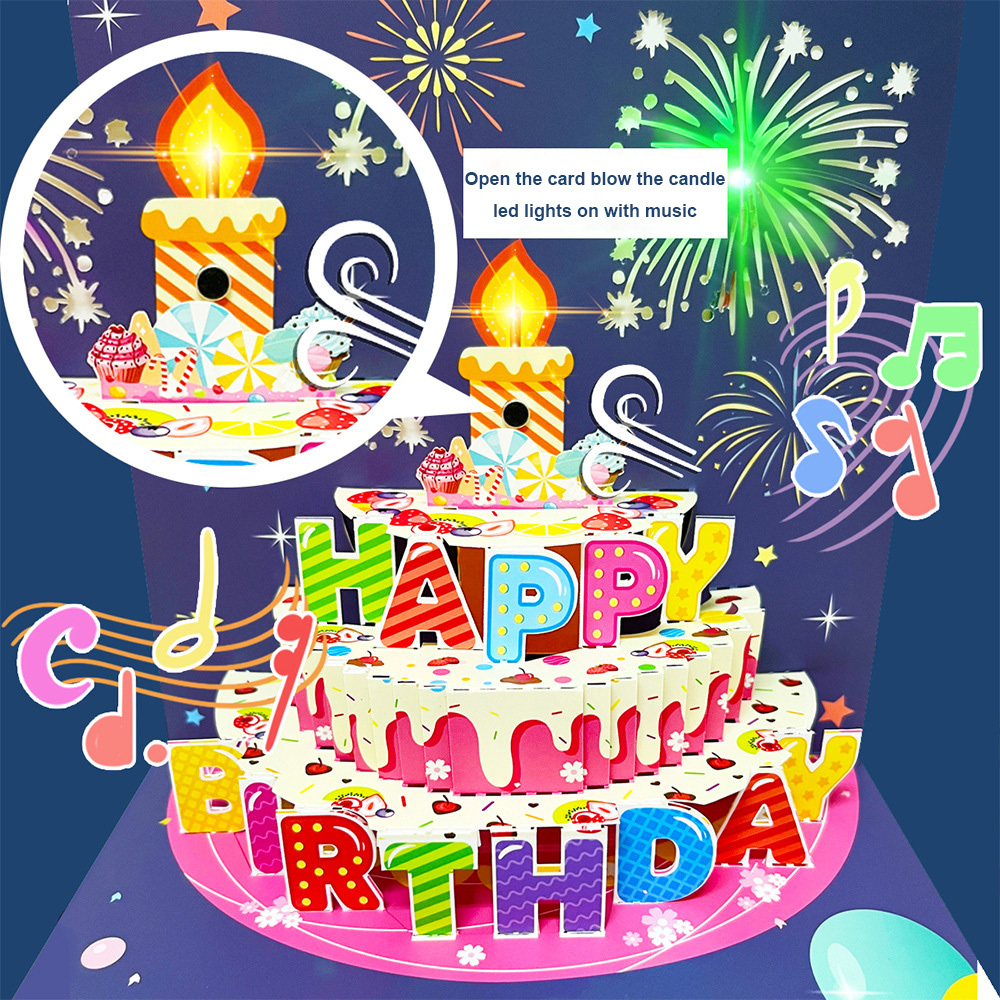 Custom 3d pop-up musical birthday cards with lights,blow candle led music greeting card,musical birthday cards with sound,NaBaiYu,Custom 3d pop-up musical birthday cards with lights,blow candle led music greeting card,musical birthday cards with sound
