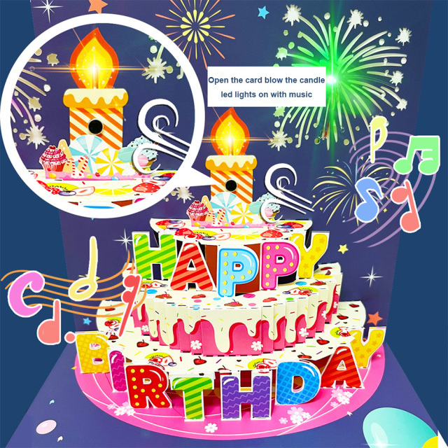 Custom 3d pop-up musical birthday cards with lights,blow candle led music greeting card,musical birthday cards with sound,NaBaiYu,Custom 3d pop-up musical birthday cards with lights,blow candle led music greeting card,musical birthday cards with sound
