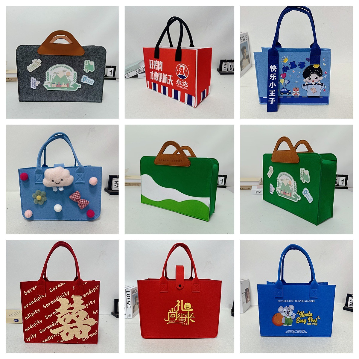 Custom felt bag,tote bag,daily use handles reusable bag,NaBaiYu,Custom felt bag,tote bag,daily use handles reusable bag
