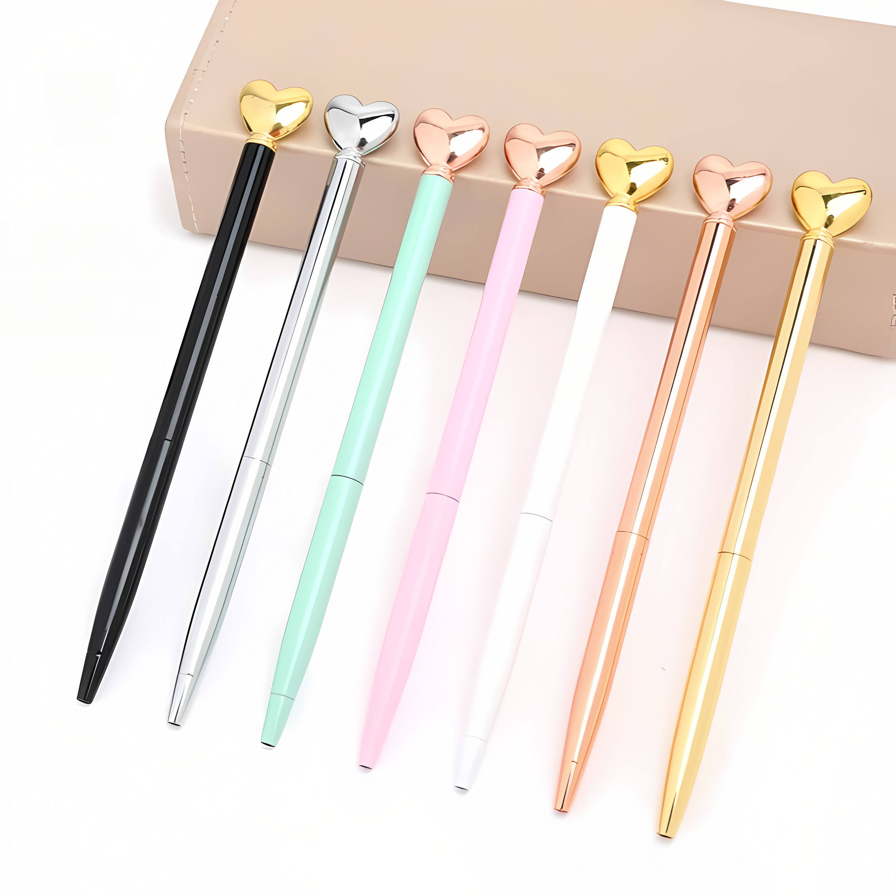 Promotional Personalized Logo Heart Shaped Pens for Gifts Black Ink Retractable Metal Decorative Cute Pens,NaBaiYu,Promotional Personalized Logo Heart Shaped Pens for Gifts Black Ink Retractable Metal Decorative Cute Pens
