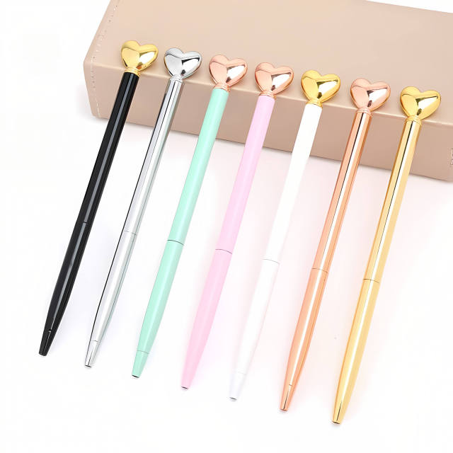 Promotional Personalized Logo Heart Shaped Pens for Gifts Black Ink Retractable Metal Decorative Cute Pens,NaBaiYu,Promotional Personalized Logo Heart Shaped Pens for Gifts Black Ink Retractable Metal Decorative Cute Pens