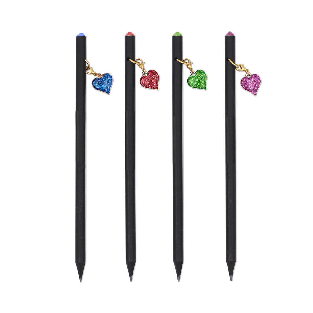 Black Wooden HB Pencil with Personalized Pendant Charm,NaBaiYu,Black Wooden HB Pencil with Personalized Pendant Charm