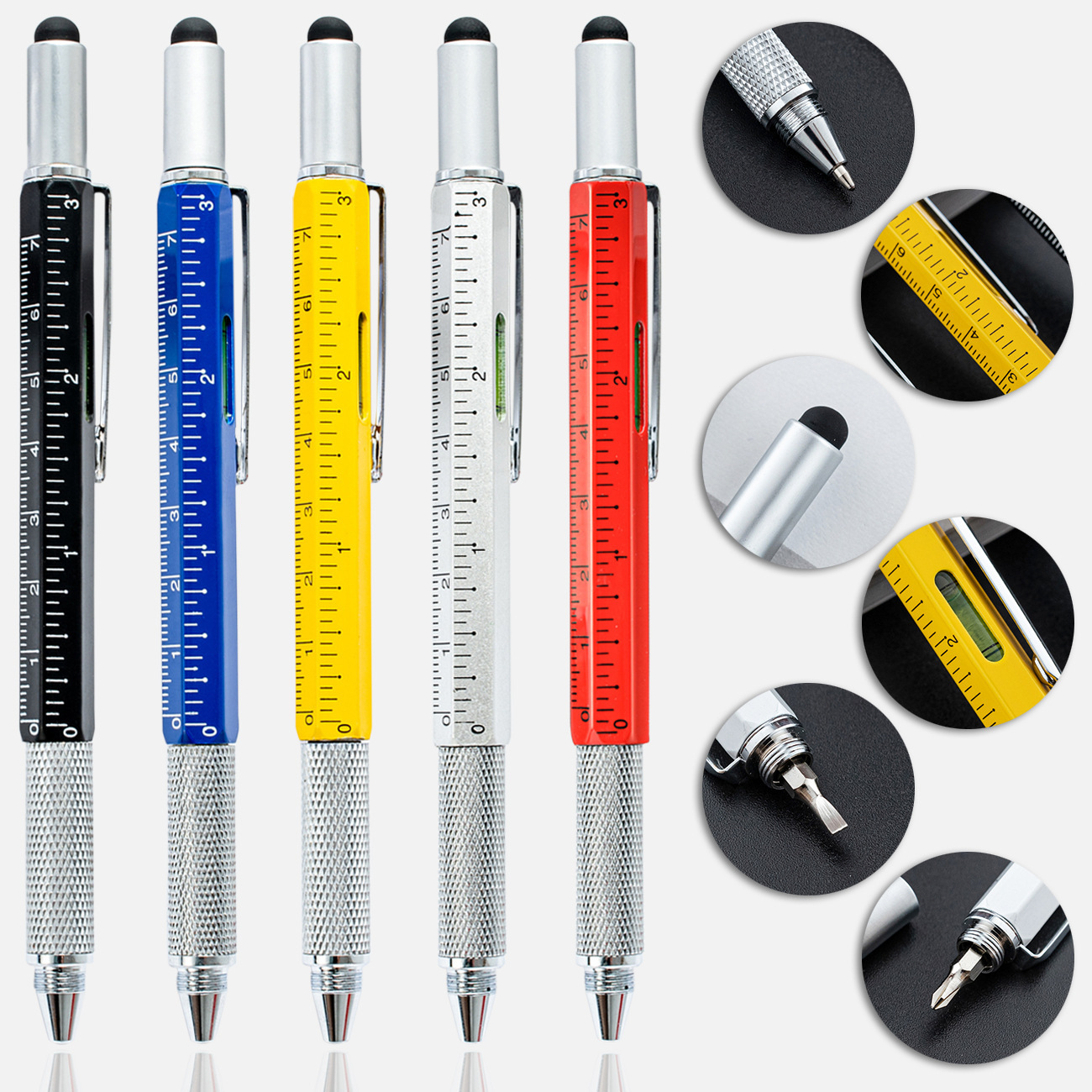 Professional Metal 6-in-1 Multifunction Tool Pen Multi Function Tech Tool Ballpoint Pen with Ruler,NaBaiYu,Professional Metal 6-in-1 Multifunction Tool Pen Multi Function Tech Tool Ballpoint Pen with Ruler