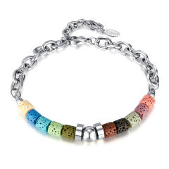 New Trend Natural Volcanic Stone Bracelet Stainless Steel Jewelry Chain for Women and Men,NaBaiYu,New Trend Natural Volcanic Stone Bracelet Stainless Steel Jewelry Chain for Women and Men