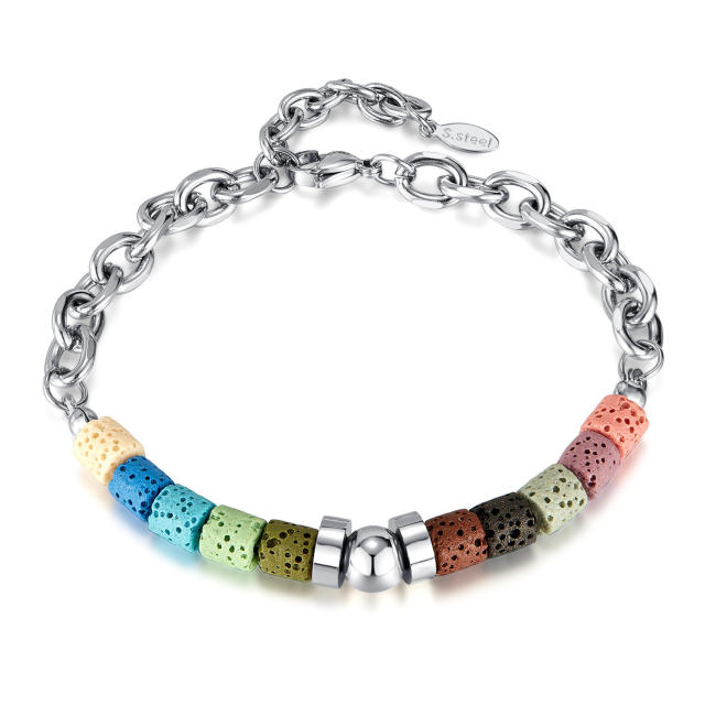 New Trend Natural Volcanic Stone Bracelet Stainless Steel Jewelry Chain for Women and Men,NaBaiYu,New Trend Natural Volcanic Stone Bracelet Stainless Steel Jewelry Chain for Women and Men