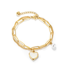 316L Stainless Steel Adjustable Size Double Link Chain Shell Bracelets Jewelry Pendant Charms,NaBaiYu,316L Stainless Steel Adjustable Size Double Link Chain Shell Bracelets Jewelry Pendant Charms