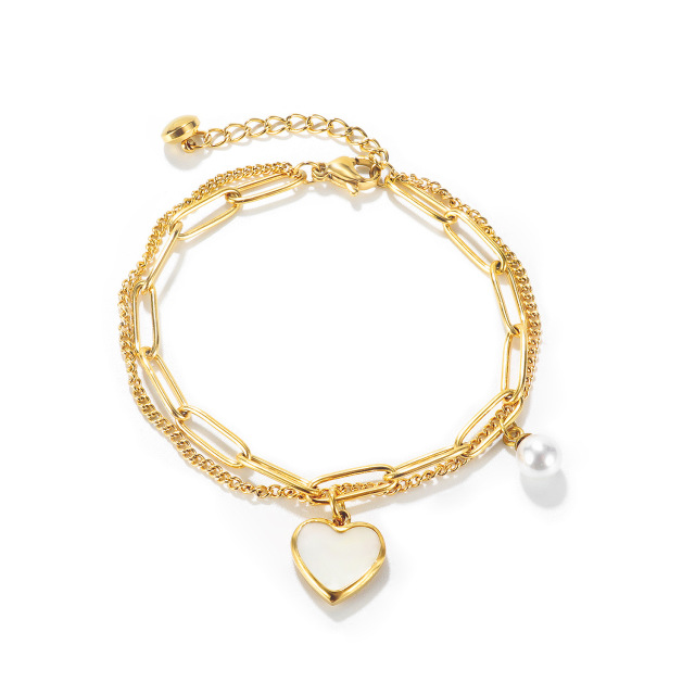 316L Stainless Steel Adjustable Size Double Link Chain Shell Bracelets Jewelry Pendant Charms,NaBaiYu,316L Stainless Steel Adjustable Size Double Link Chain Shell Bracelets Jewelry Pendant Charms