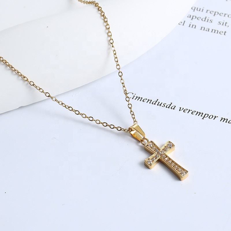Religious Jewelry Micro Inlay Zircon Pendant Necklace Stainless Steel Waterproof  Cross Pendant Necklace,NaBaiYu,Religious Jewelry Micro Inlay Zircon Pendant Necklace Stainless Steel Waterproof  Cross Pendant Necklace