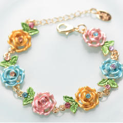 Rose Flower Bracelet Vintage Alloy Romantic Bracelet Gift for Women,NaBaiYu,Rose Flower Bracelet Vintage Alloy Romantic Bracelet Gift for Women