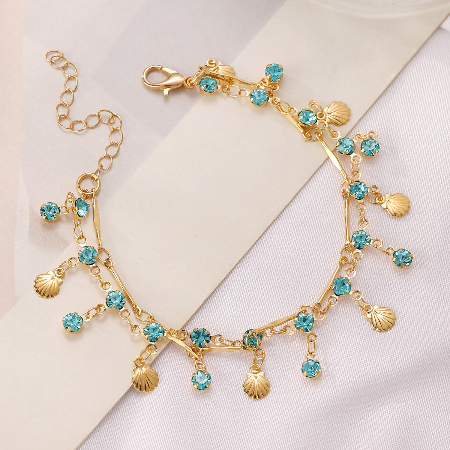 Bohemian Style Trendy Double-Layer Shell Zircon Beads Necklace Adjustable Bracelet for Women Fashion Jewelry,NaBaiYu,Bohemian Style Trendy Double-Layer Shell Zircon Beads Necklace Adjustable Bracelet for Women Fashion Jewelry