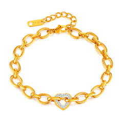 Non-Tarnish Waterproof 316L Stainless Steel Twist Chain CZ Heart Charm Bracelet for Women Jewelry,NaBaiYu,Non-Tarnish Waterproof 316L Stainless Steel Twist Chain CZ Heart Charm Bracelet for Women Jewelry