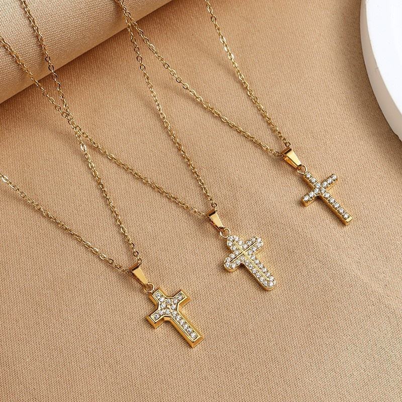 Religious Jewelry Micro Inlay Zircon Pendant Necklace Stainless Steel Waterproof  Cross Pendant Necklace,NaBaiYu,Religious Jewelry Micro Inlay Zircon Pendant Necklace Stainless Steel Waterproof  Cross Pendant Necklace
