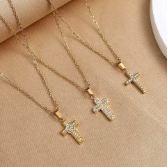 Religious Jewelry Micro Inlay Zircon Pendant Necklace Stainless Steel Waterproof  Cross Pendant Necklace,NaBaiYu,Religious Jewelry Micro Inlay Zircon Pendant Necklace Stainless Steel Waterproof  Cross Pendant Necklace